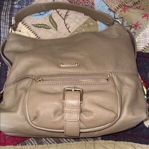 Michael Kors leather and gold hardware front buckle purse